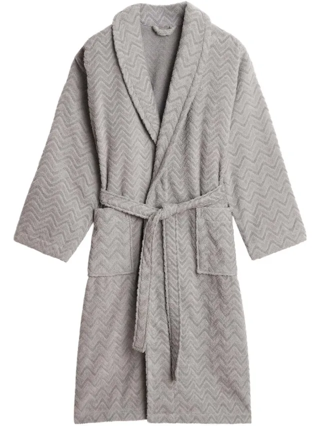 Gant Badjas JACQUARD HERRINGBONE ROBE XXL Set van 1 Grijs