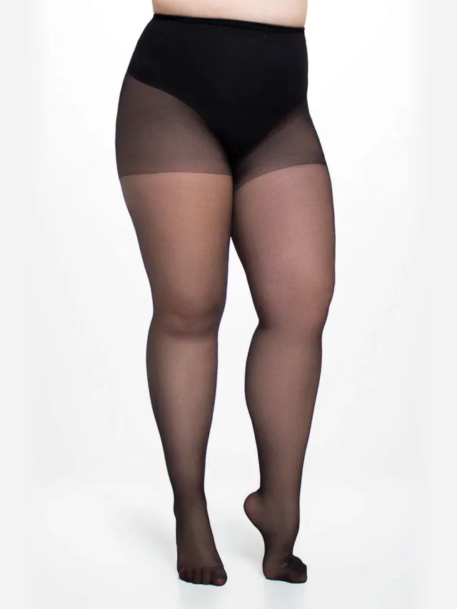 Giulia Positive Style (grote maat) 20den sheer Panty met ondersteuning (multipack) - Zwart