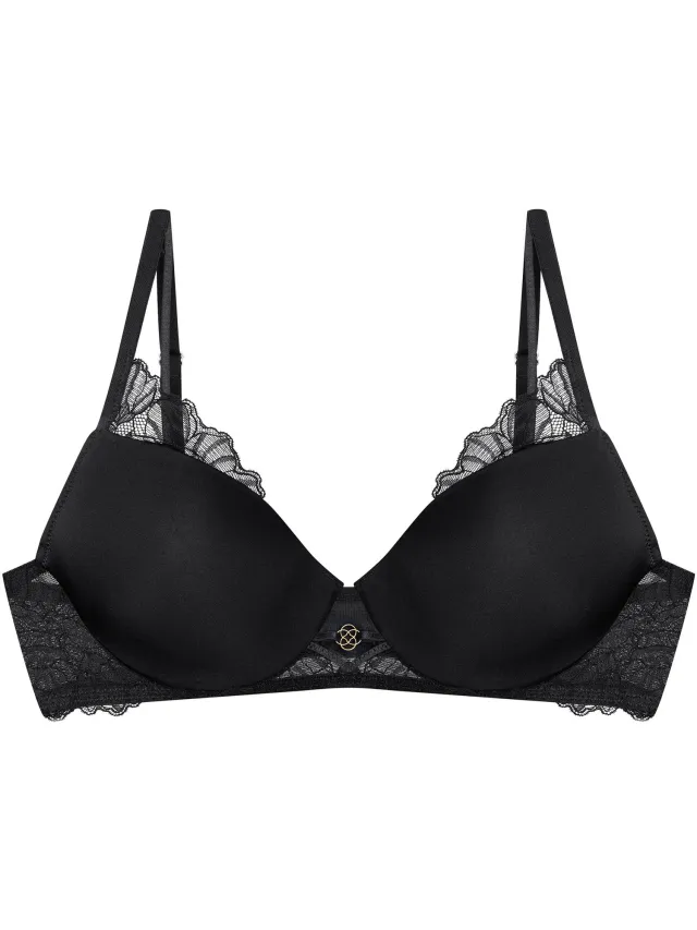 ESOTIQ Briana - Push-upbeha - Zwart - Uitneembare vulling - Kanten details Zwart;Goud