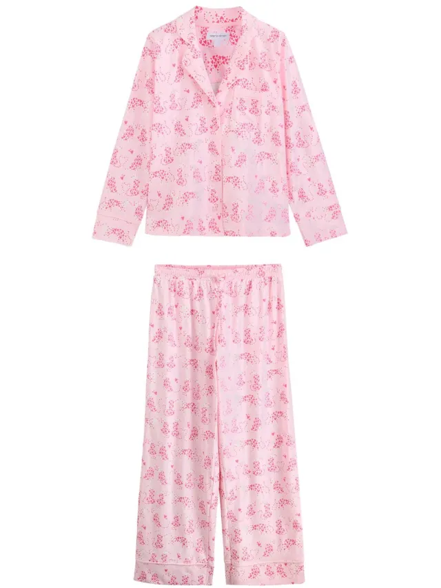 Next Dames - Pyjama met knopen en jerseystof - Roze Pink Leopard