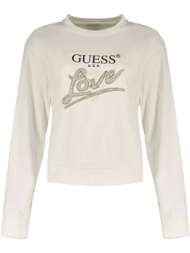 Guess Cn Love Triangle Sweatshirt Wit XL Vrouw Pure White