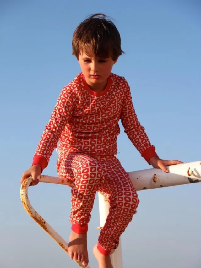 Ducksday pyjama broek unisex Funky Red - 10 jaar