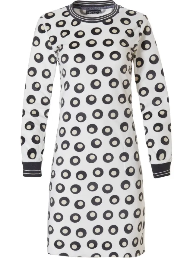 Pastunette dames nachthemd L/M - 95Cm - Brown Dots - 38 - Wit