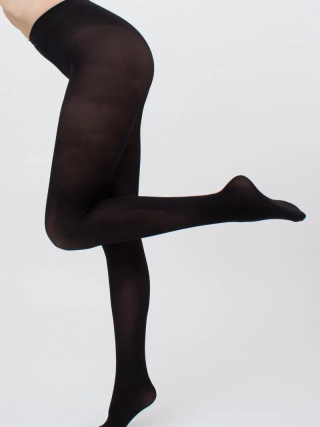 Giulia Blues klassieke warme 70den Matte Opaque Panty - Zwart