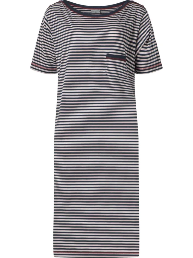 Lunatex dames nachthemd korte mouw 224150 met boothals - navy