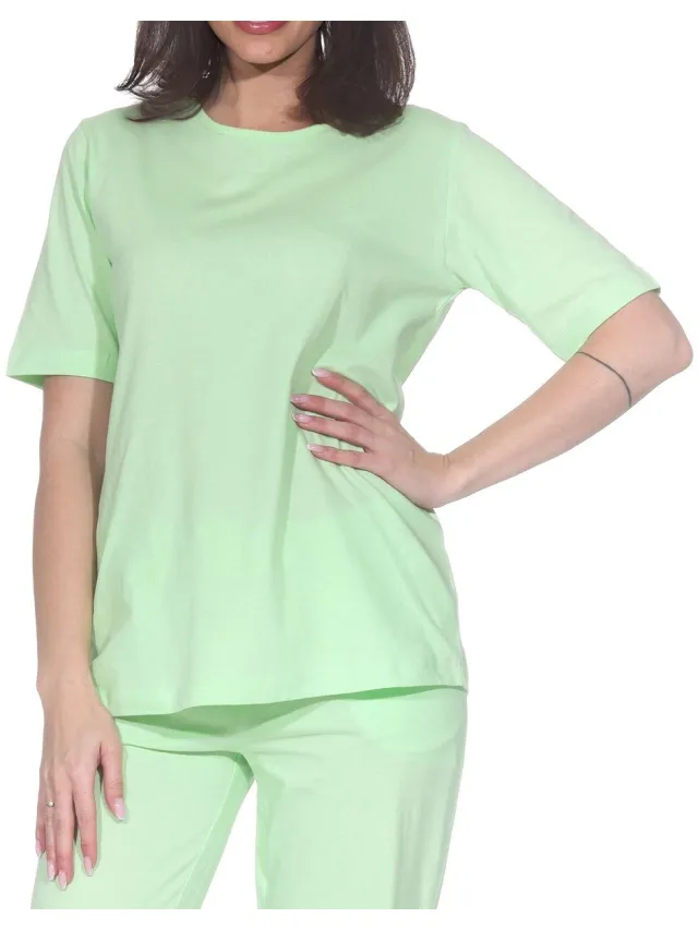 Normann Damespyjamashirt met korte mouwen mix & match grün