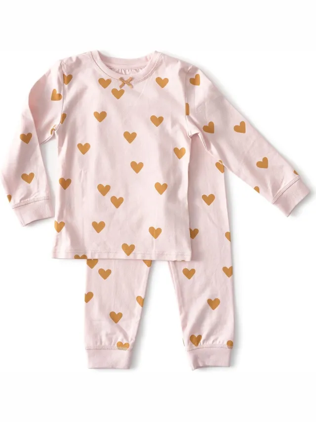 Little Label pyjama met hartjes roze/goud
