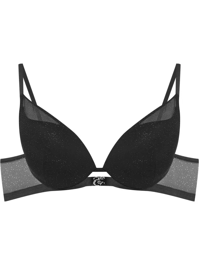 ESOTIQ Othilia - Push-upbeha - Zwart - 65E - Glitterstof