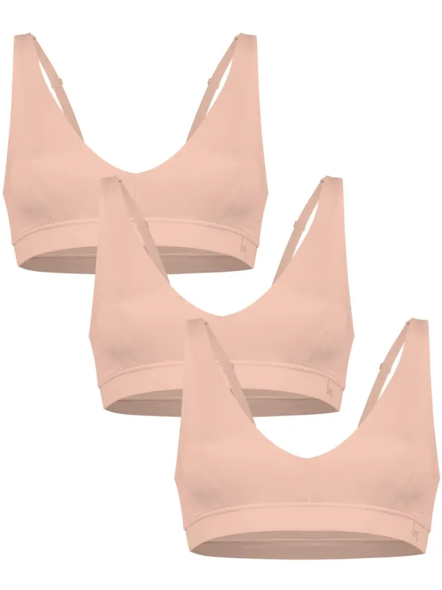 Undiemeister Bralette Dames 3-Pack Platte Naden Tencel Beha - Blush Dusk (Lichtroze)