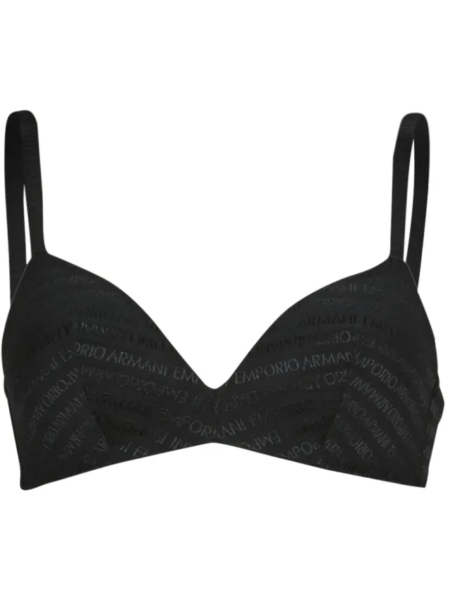Emporio Armani All Over Logo Mesh bralette zonder beugel zwart
