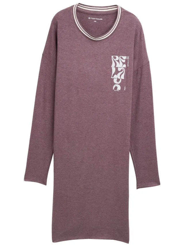 Tom Tailor Nachthemd in gemêleerde look - purple-medium-melange