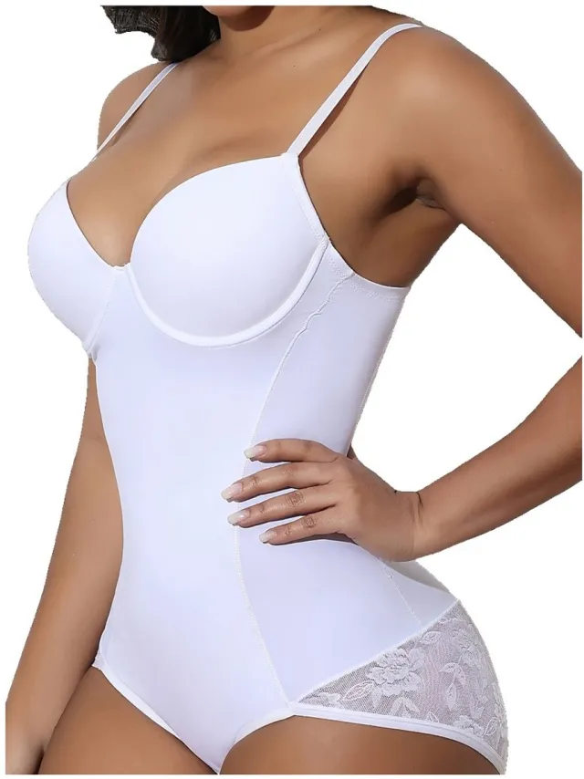 Currero Bodysuit Dames - Shapewear - Bodystocking - Corrigerende Body - Ingebouwde BH - Vormgevend & Afslankend Effect - Wit