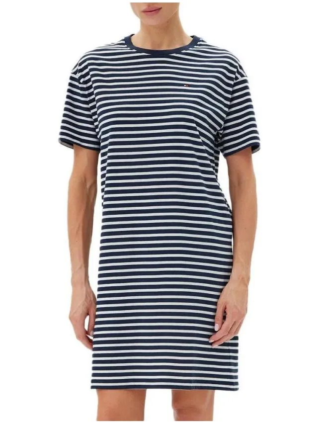 Tommy Hilfiger Stripe nachthemd blauw