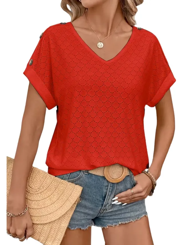 Currero Topje Dames - Top Kleding - Shirt - Blouse - Kort - Volwassen - Rood