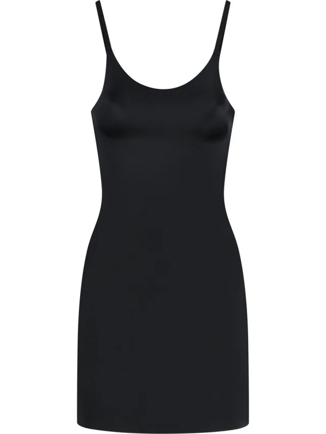 Bye Bra Invisible Body Shaping Slip Dress, Lichte Buikcorrectie, Naadloze Shapewear, Bodycon Cami Jurk met Verstelbare Bandjes, Nude en Zwart, S-XL (Zwart, L)