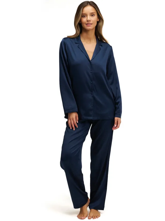 Dore & Rose Premium Zijden Pyjama Dames - 100% Premium Zijden - Lichtgewicht - Extreem Zacht - Blauw