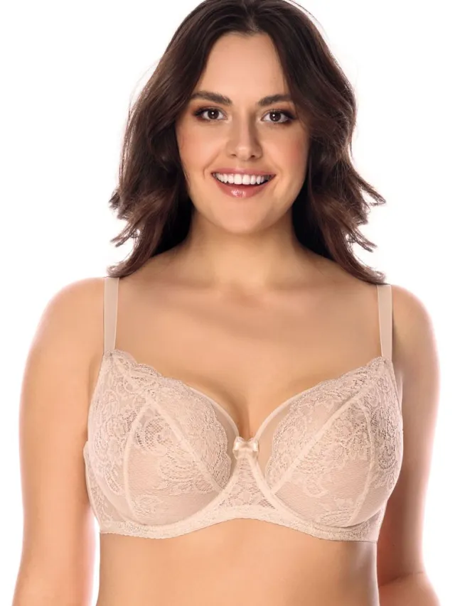 Vivisence damesbeha tule net kanten strikcups 1044, beige, 95c