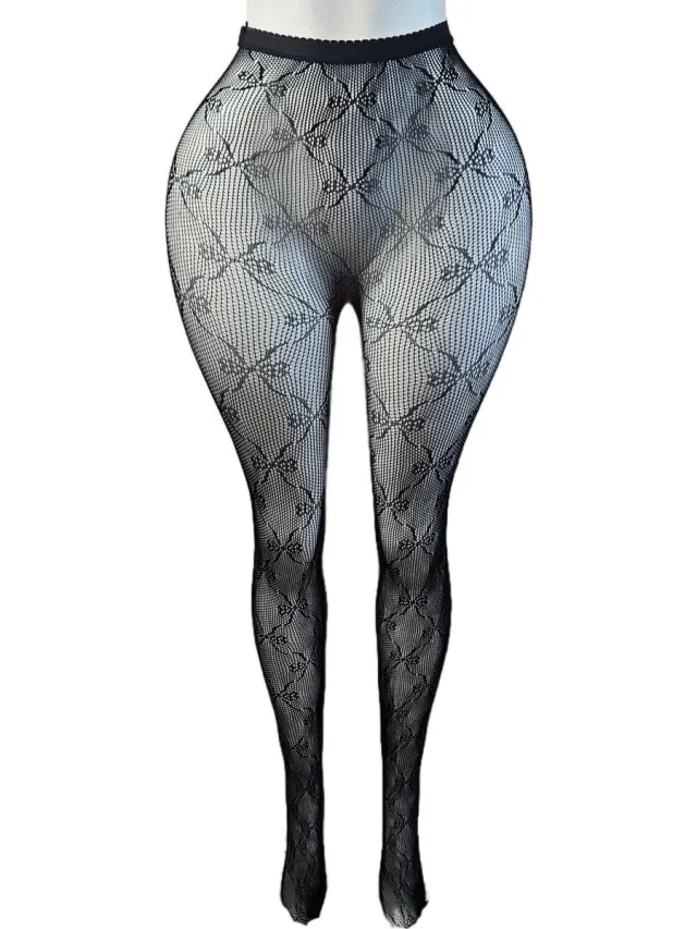 BamBella ® - Panty -Onesize - gaas maillot dunne pantys Dames - Onesize - lingerie van kant zwart