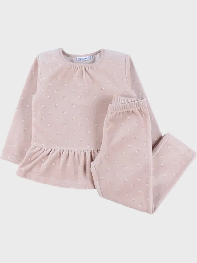 Noukie's Meisje - Pyjama - 2 Delig - Kersen all over - 3 jaar roze