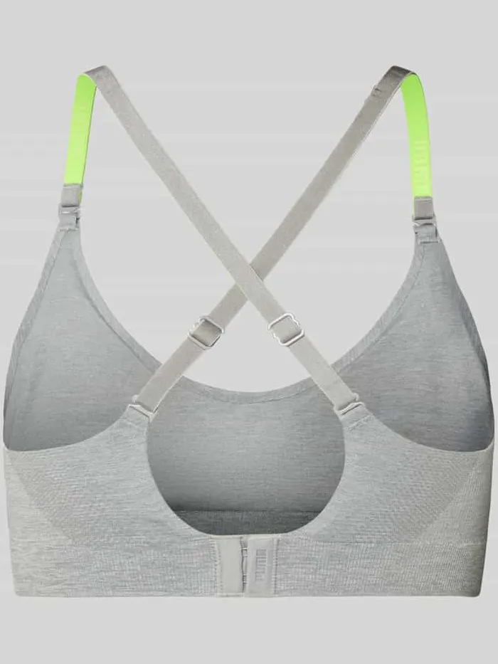 Puma Triangel-bh met logo en gekruiste bandjes middengrijs gemêleerd, foto 2