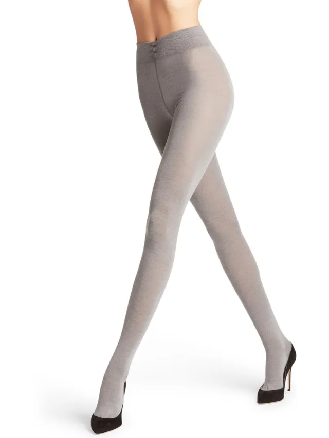 Falke Softmerino eenkleurig wol katoen panty dames grijs-50 grijs 3830