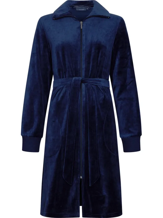 Pastunette Badjas Pastunette Flow - Blauw - Velour - Rits
