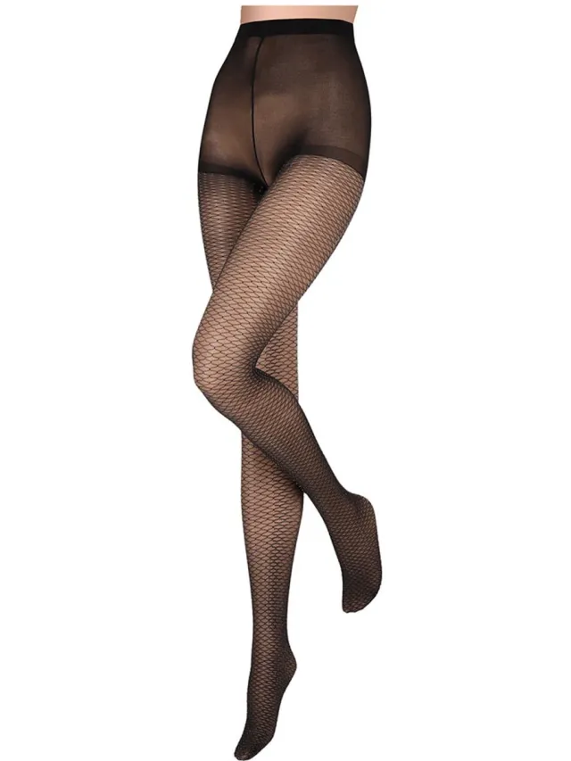 Sarlini Panty met grafisch design zwart/zilver 40den