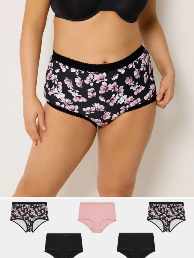 Yours 5Pack Roze Bloemenprint Maxislips-60 Pink