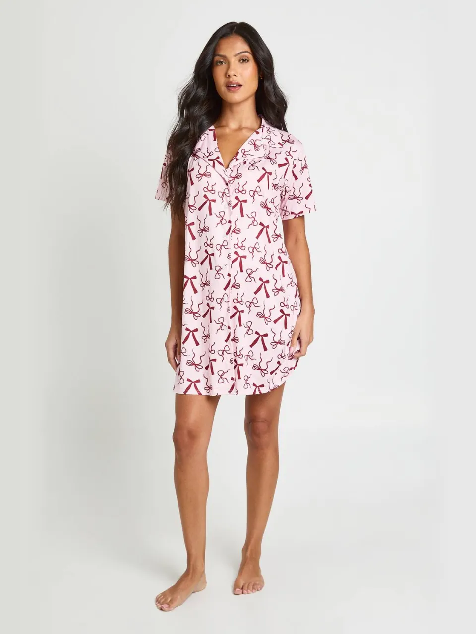 boohoo Dames Zwangerschaps Nachthemd Met Strikjesprint roze, foto 4