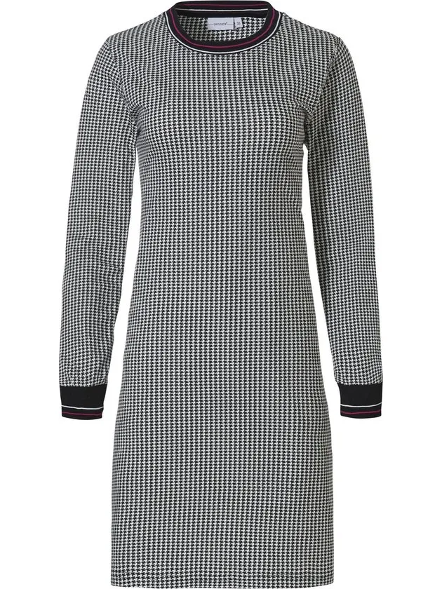 Pastunette Maat 38 Pied de Poule Vrouwen Nachthemd - Black Multicolor