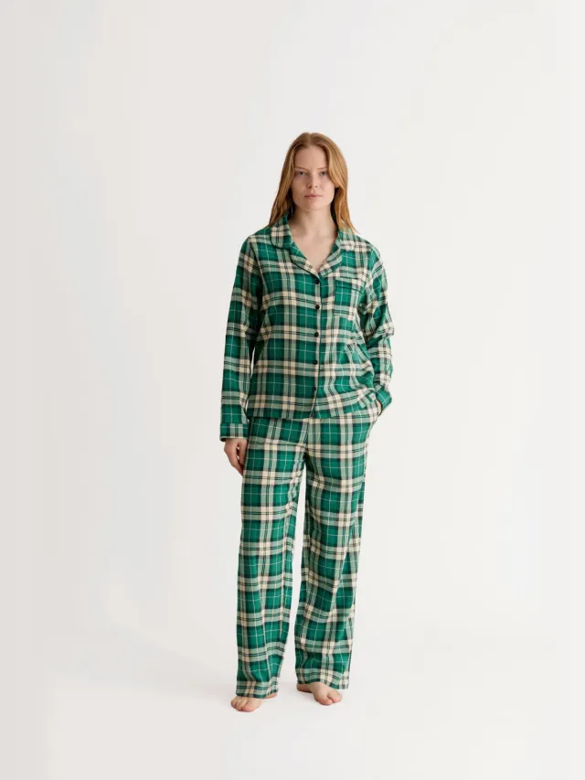 KOMODO dames vegan Pyjamaset Jim Jam Groen