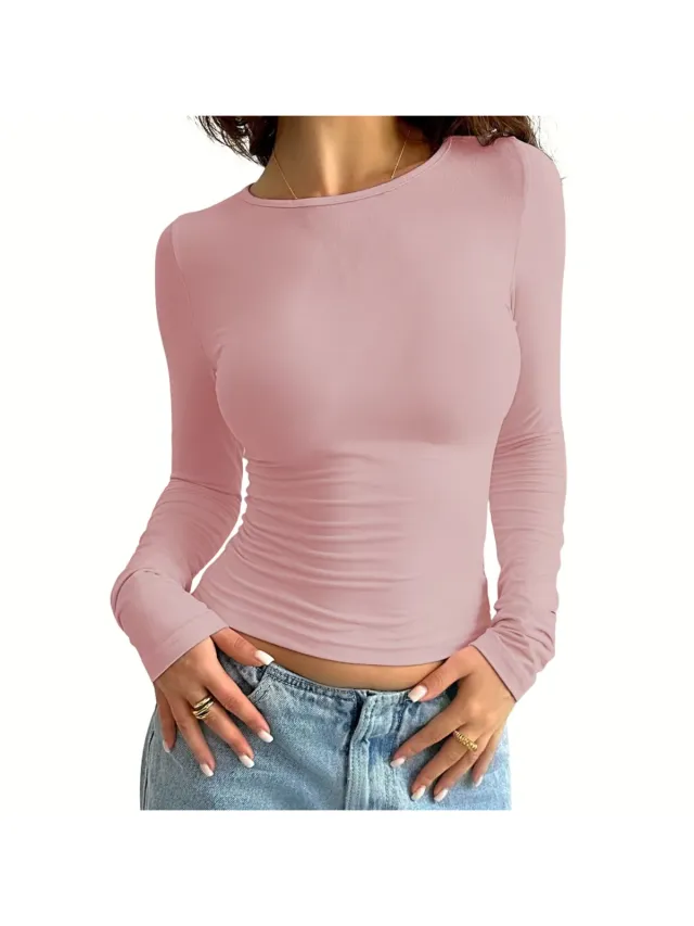 Currero Topje Dames - Top Kleding - Shirt - Blouse - Kort - Volwassen - Bleek Roze Bleek rozeachtig