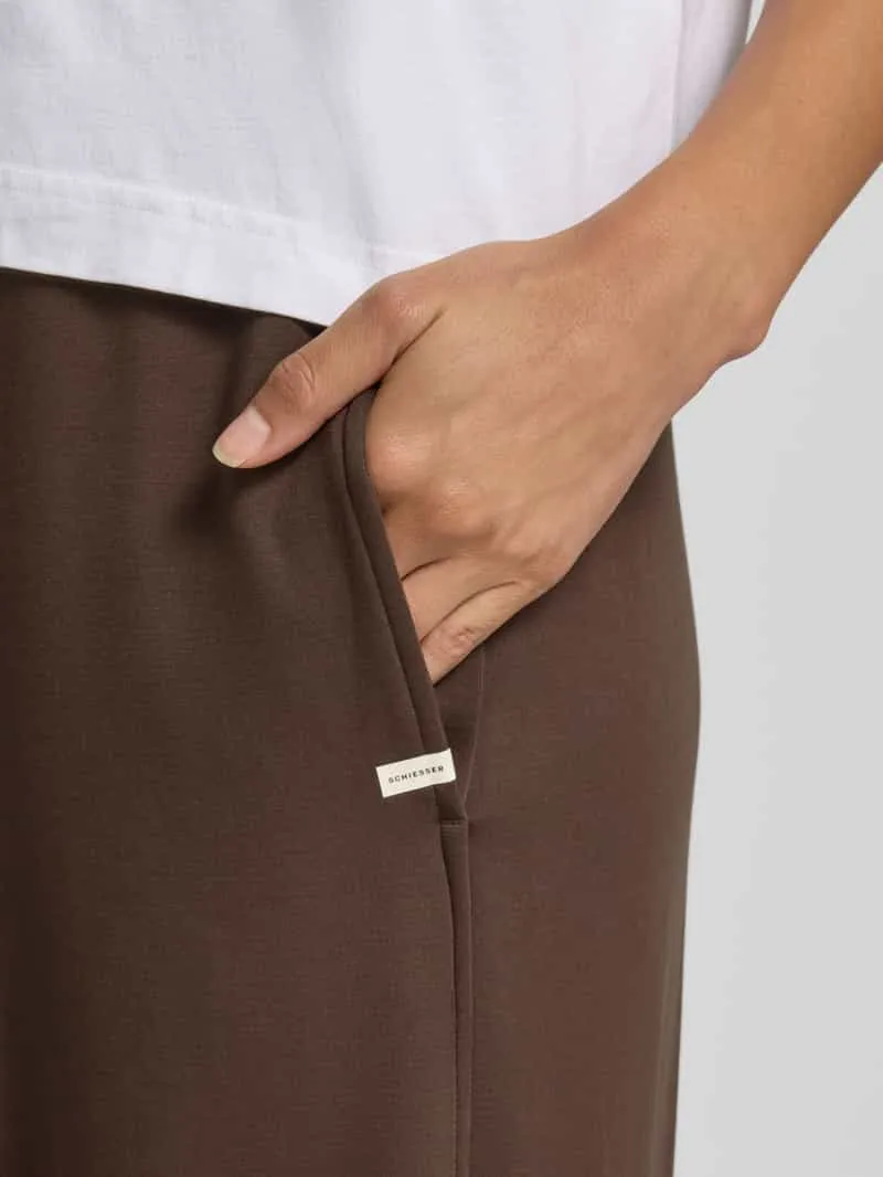 Schiesser Joggingbroek van modal-mix met labeldetail donkerbruin, foto 4