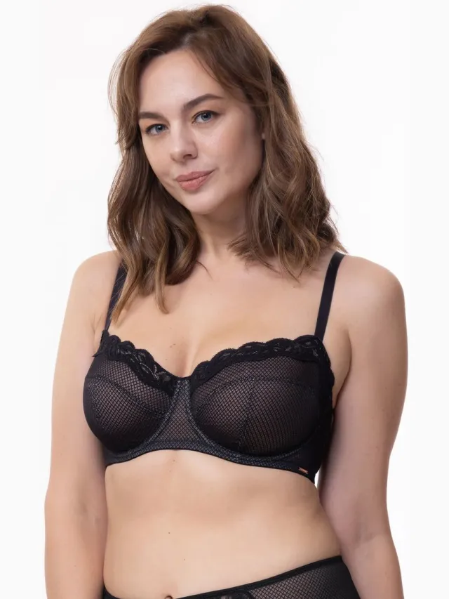 Dorina Niet voorgevormde BH - Met beugel - Addi - Balconette bhson - Zonder vulling - 70E - Zwart