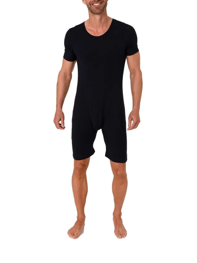 Normann Zorgbody met korte mouwen – unisex – met diagonale ritssluiting op de rug navy