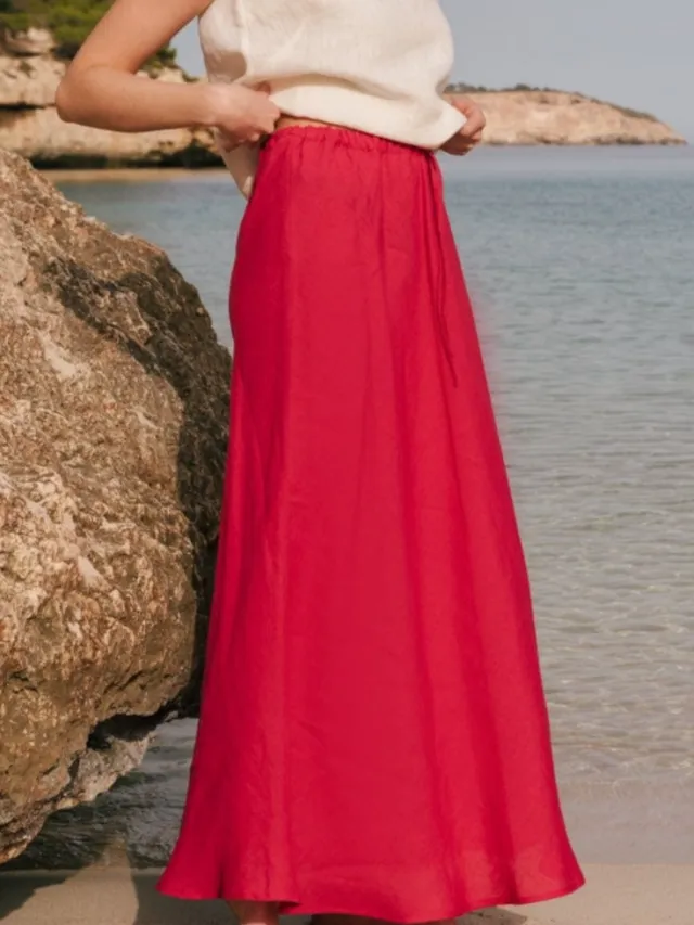 AmourLinen dames vegan Rok Ciara Slip Viva Magenta Donkerroze