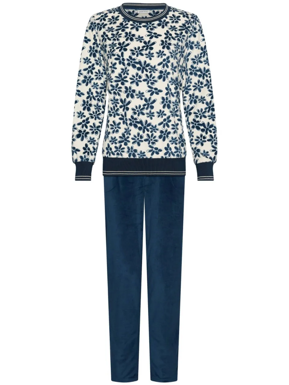 Pastunette fluwelen pyjama set - blauw/wit, foto 2