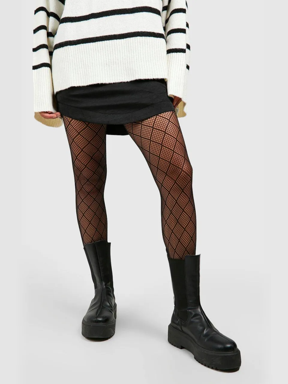 boohoo Dames Diamanten visnet panty's zwart, foto 2