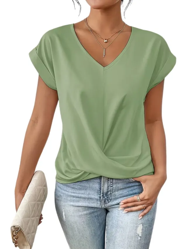 Currero Topje Dames - Top Kleding - Shirt - Blouse - Kort - Volwassen - Matchagroen Matcha-groen