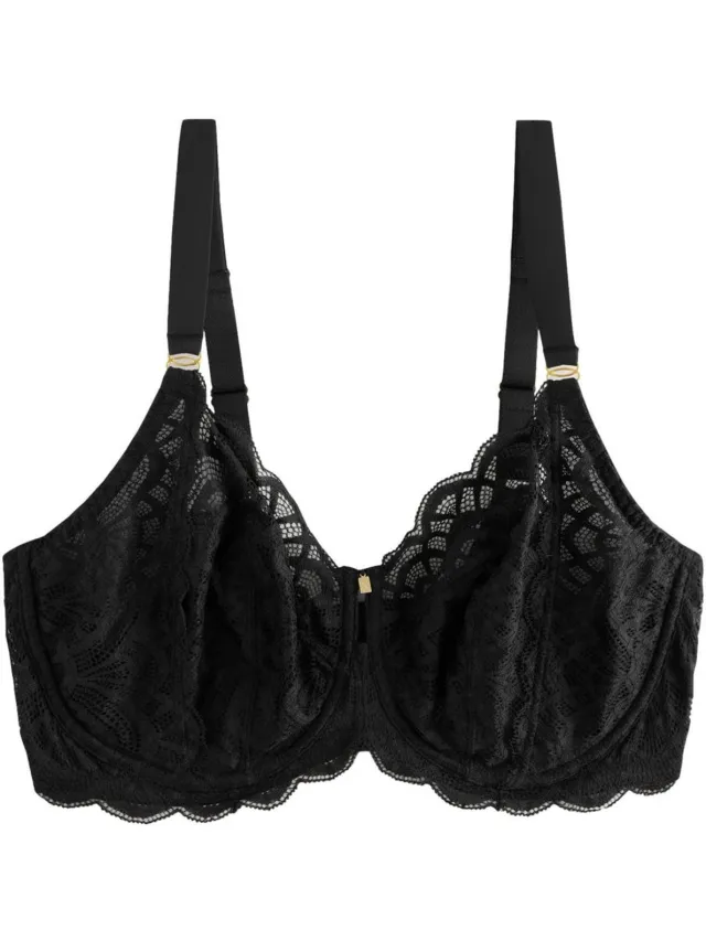 Next Dames - Kanten Ultimate Support F-K beha met gewatteerde bandjes en zij-ondersteuning zonder vulling - Zwart Black