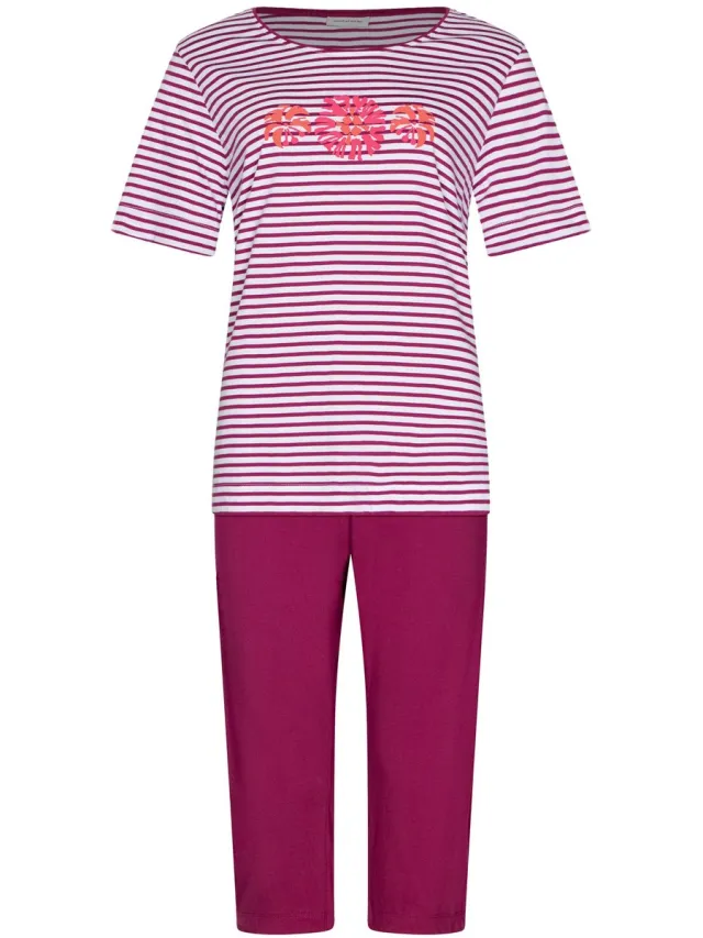 Pastunette Pyjama - Paradise Pink - Bio Katoen - Wit/Donkerroze