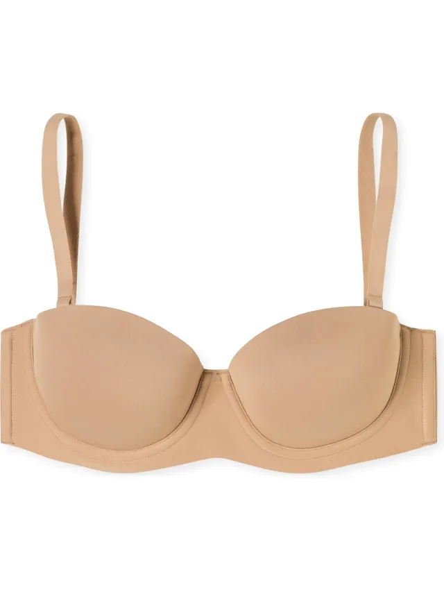 Schiesser Bandeau BH Unique Micro - met cups ook zonder bandjes - Dames Beha - maple beige