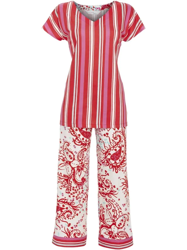 Ringella Bontgekleurde pyjama paisley strepen - Rood - Maat - 46