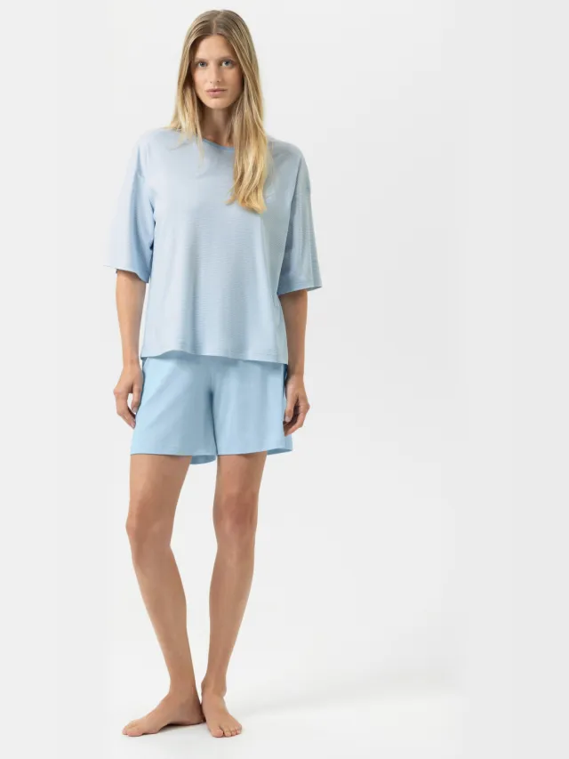 Mey Korte pyjama Serie Simple Stripes Alice Blue blauw