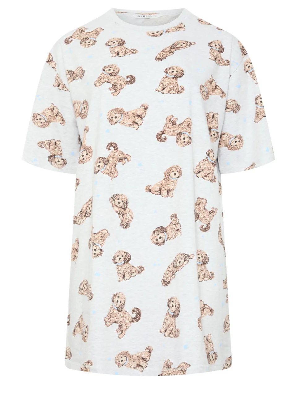 Yours Curve Slaapshirt Met Puppyprint In Gemêleerd Grijs-56, foto 3