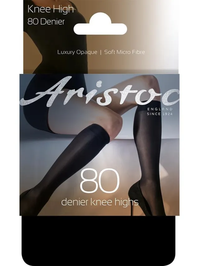 Aristoc 80 Denier Soft Microfibre Luxury opaque Kniekousen - Schoenmaat: 35.5 tot 43 - Kleur - Zwart - AWF2
