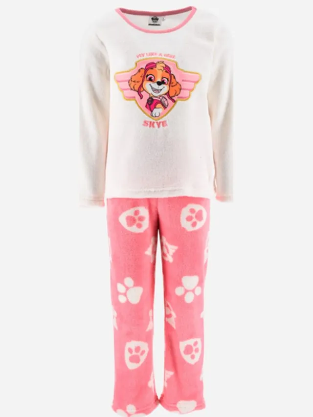 PAW Patrol Pyjama / Huispak - Wit/Roze - Coral Fleece - Maat 116 (6 Jaar) Off White/Roze