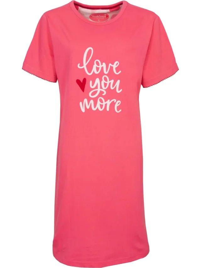 Tenderness Dames Nachthemd - Love You More Print - Roze