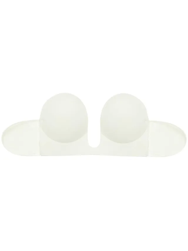 Bye Bra Naadloze U-vormige bh, onzichtbare zelfklevende plunge-bh, strapless en rugloos, push-up effect, voor diepe V-hals en laag uitgesneden halslijnen, A-E (VK, cup & band, D, standaard, wit)