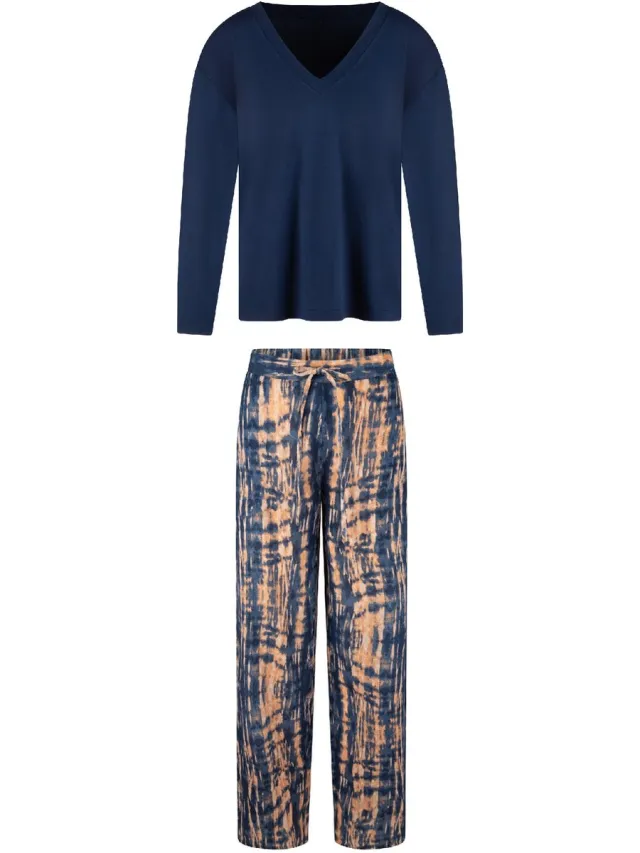 LingaDore Pyjama set Tie dye dark denim/apricot